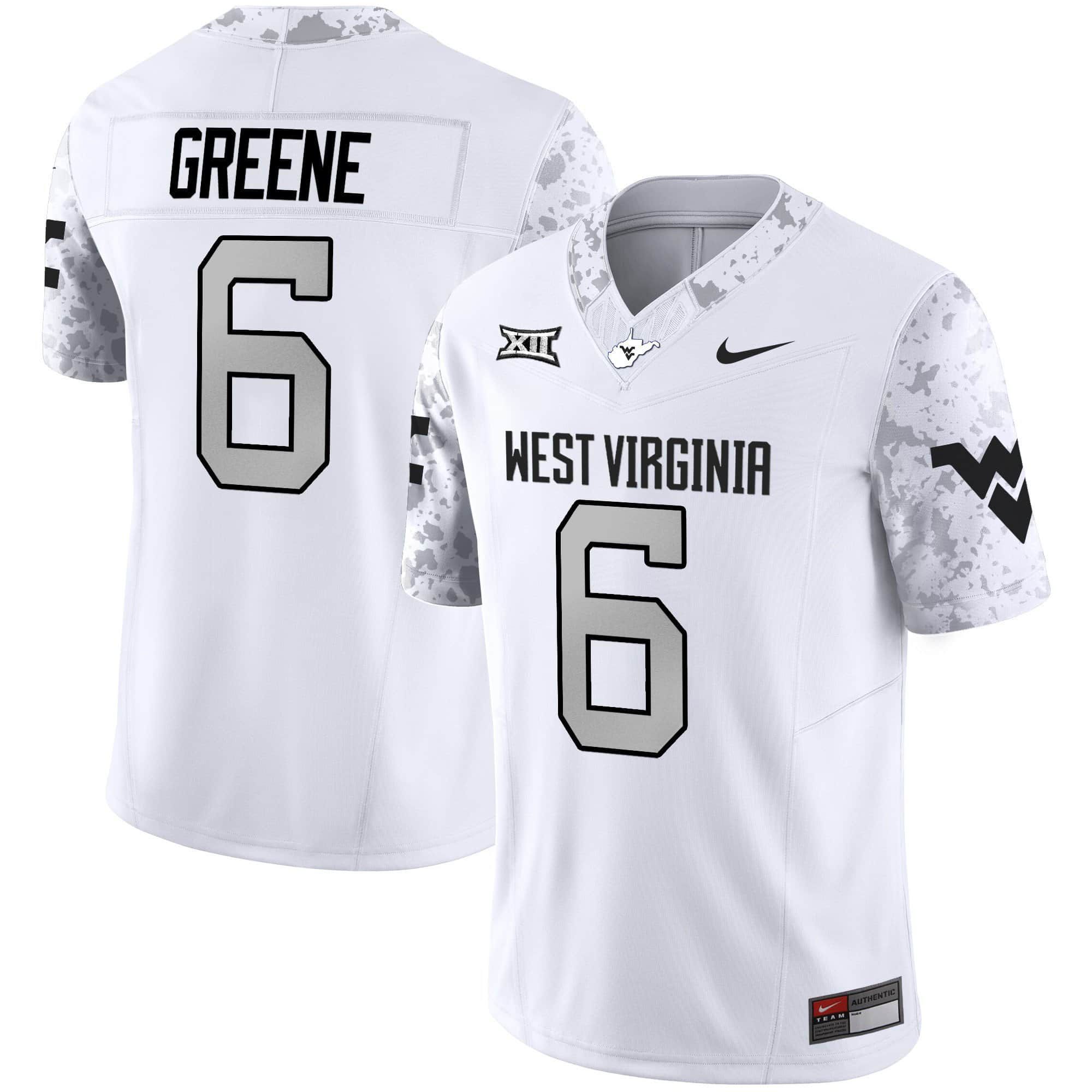 Men West Virginia Mountaineers #6 Greene White 2024 Nike Vapor Limited NCAA Jersey->customized nfl jersey->Custom Jersey